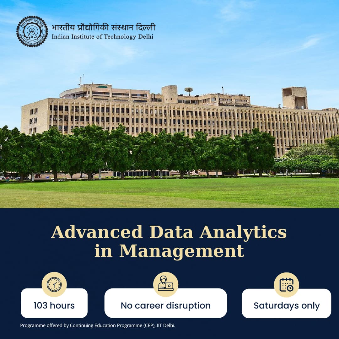IIT Delhi invites applications for 6-month Advanced Data Analytics programme