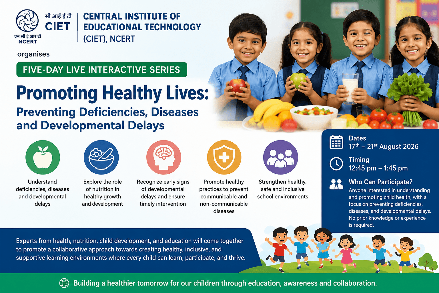 CERT's CIET to organise five-day live series on child health, nutrition and developmental delays